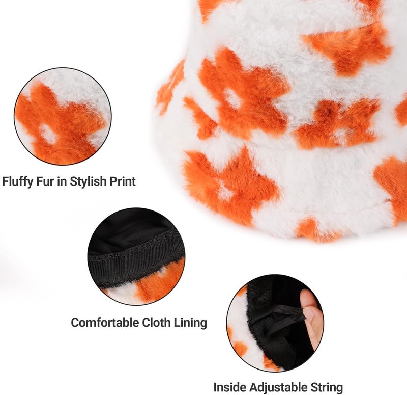 Umeepar Winter Faux Fur Fuzzy Bucket Hat Fluffy Warm Hat for Women Men - Image 4